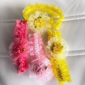 Set Of 4 Boutique Infant Baby Flower Tulle Ruffle Spring/Easter Headbands OS